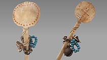 Kah-To-To-Hay (rattle), Sioux or Dakota tribe, Horn,brass, ,porcelain, rawhide, cloth, Native American (Sioux, possibly)